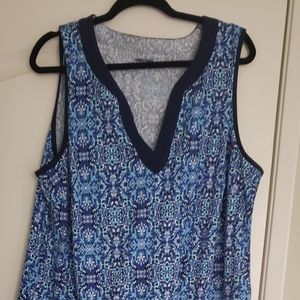 Land's End Coverup Dress, size1X, Blue print never worn, no tags